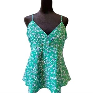 Banana Republic Peplum Layered Sleeveless Cami Green Floral Shirt Size 6 NWT$58